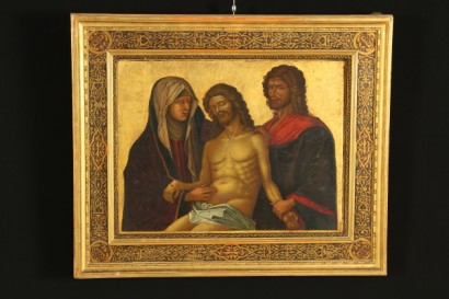 art, antique, 16th century painting, Giovanni Bellini (1430-1516), tempera on wood, Venetian-Cretan area, Lamentation over the dead Christ