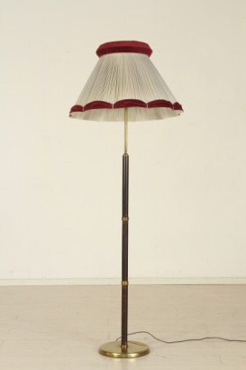 Lampe, 50 Jahre, Holz, Messing, Lampenschirm, Stoff, #modernariato, #illuminazione