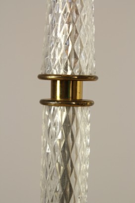 modernism, lighting floor lamp, 40 years, brass and Crystal lamp shade remade