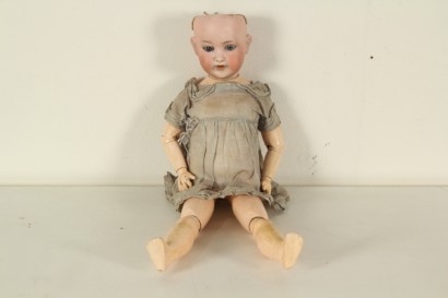 Antik, Objekte, Anfang 1900, Deutschland, Puppe, Porzellan, Holz, Pappmaché, bewegliche Augen, Glasaugen