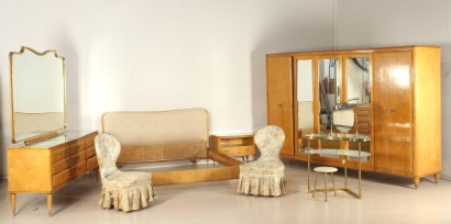 comodini, anni 50, legno impiallacciato, acero, vetro specchiato, decorato, ottone, #modernariato, #mobilio