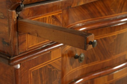 Neoclassical Drop-Leaf Chest of Drawers Walnut Olive Late 1700s