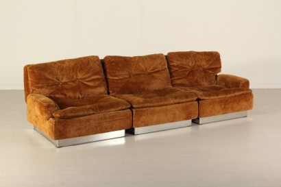 sofá, años 70, terciopelo, metal, #moderno, # sofás, # {* $ 0 $ *}