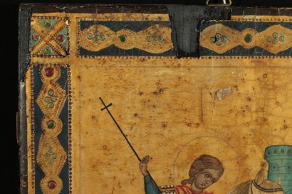 Paricolare cornice icona San Giogio e il drago