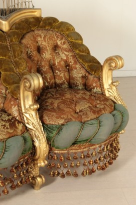Baroque Style Sofa Capitonné Padding Velvet Satin Damask 1800