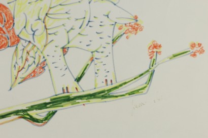 Particular Gianni Dova (1925-1991), bird on a branch