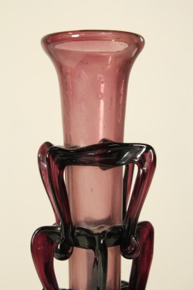 antiquités, objets, vase, vase du début des années 1900, vase soufflé, améthyste, métal argenté, élément murrina