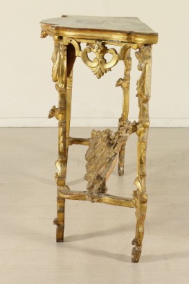 Gilt console table and lacquered side