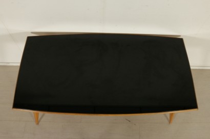 1950s table, modern antiques, vintage table, {* $ 0 $ *}, beech table, 50s, designer table, Italian design, glass top, retro treated glass