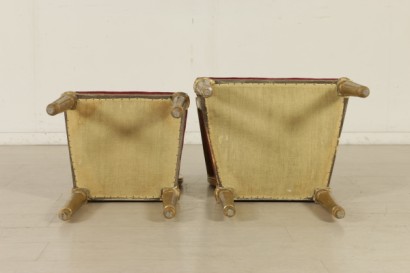 Gruppo quattro sedie neoclassiche e poltrona - vista dal basso