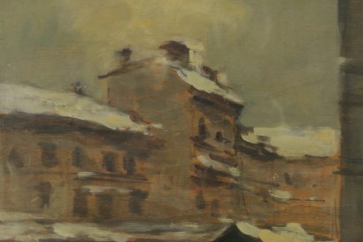 Achille Cattaneo (1872-1932), aperçu de Milan neigeux