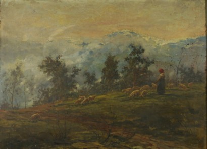 Umberto Ziveri (1891-1971), Paesaggio con pastorella