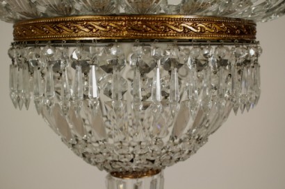 Bronze chandelier and glass-detail