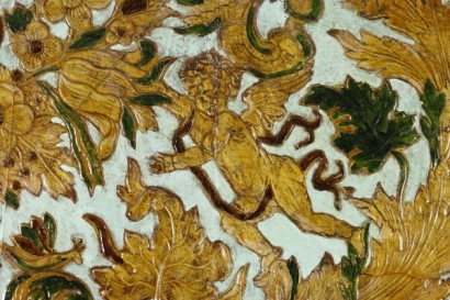Detalle Panel de cuero oro