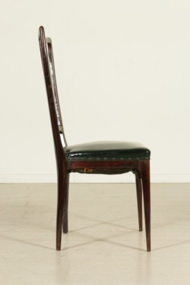 sillas, sillas de los años 50, sillas vintage, sillas modernas, sillas tapizadas en cuero sintético, tapicería de cuero sintético, madera teñida de ébano, sillas teñidas de ébano, {* $ 0 $ *}, anticonline