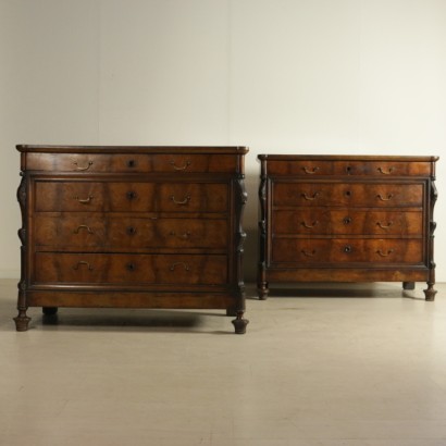 chest of drawers, chest of drawers in walnut, chest of drawers in walnut feather, walnut feather, dresser 800, dresser late 800, {* $ 0 $ *}, anticonline