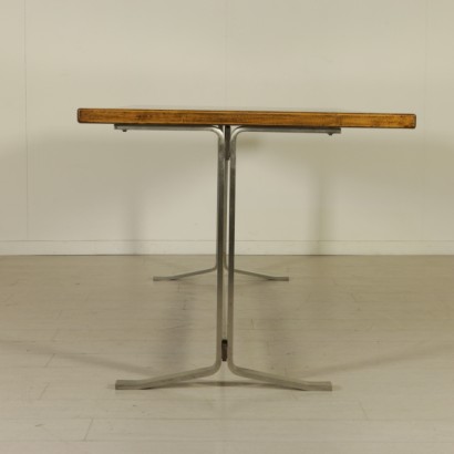 desk, vintage desk, designer desk, Italian design, Italian design desk, {* $ 0 $ *}, anticonline, 70s desk, 80s desk, 70s, 80s, walnut desk, Tanganyika walnut, chromed metal