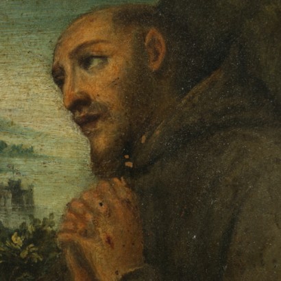 Saint Francis in prayer-detail