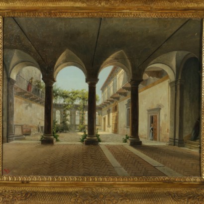 View of the courtyard with figures
