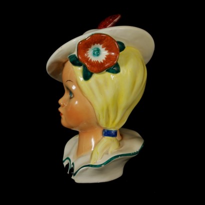 Gesicht eines jungen Mädchens, junge Keramik, Preciosa-Keramik, Preciosa-Turin, Preciosa-Manufaktur, 50er-Jahre-Keramik, Vintage-Keramik, 50er Jahre, {* $ 0 $ *}, antionline