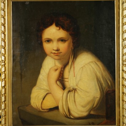 Portrait of a girl at the window-particular