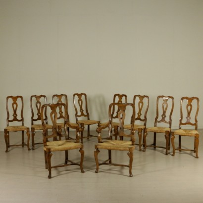 Gruppo 8 sedie e 2 poltrone
