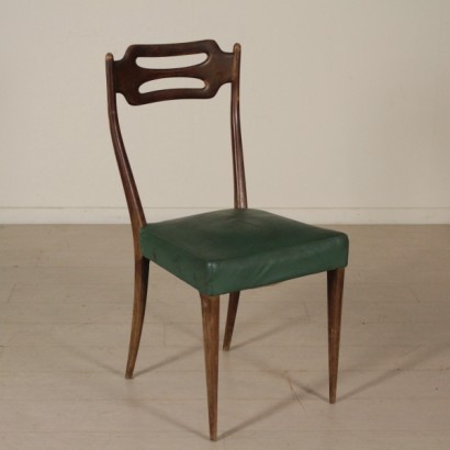 chaises, chaises vintage, chaises des années 1950, chaises des années 50, chaises d'antiquités modernes, antiquités italiennes modernes, vintage italien, {* $ 0 $ *}, anticonline, chaises en similicuir, chaises en hêtre, chaises à ressort, hêtre teinté