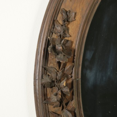 Carved wooden mirror-detail