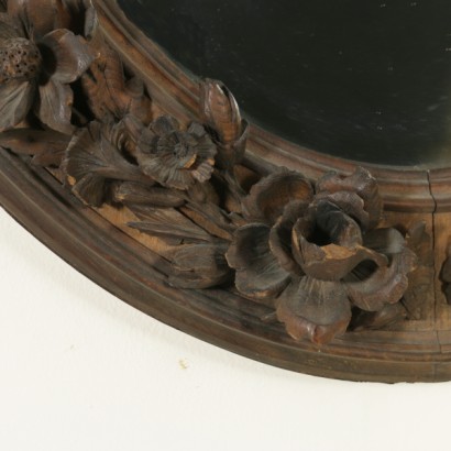 Carved wooden mirror-detail