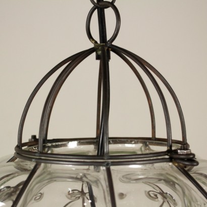 lamp, wrought iron lamp, wrought iron, antique lamp, antique lamp, {* $ 0 $ *}, anticonline, ceiling lamp, iron and glass lamp, glass chandelier, iron chandelier, iron and glass chandelier