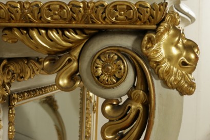 Console avec Miroir de Brescia Ivoire Marbre blanche Italie '800