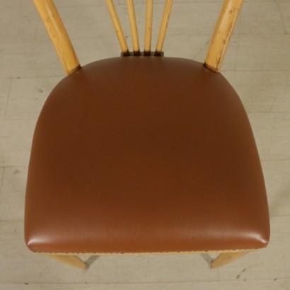 chaises, chaises vintage, chaises des années 1950, chaises des années 50, chaises d'antiquités modernes, antiquités italiennes modernes, vintage italien, {* $ 0 $ *}, anticonline, chaises en similicuir, chaises en hêtre, chaises à ressort, hêtre teinté