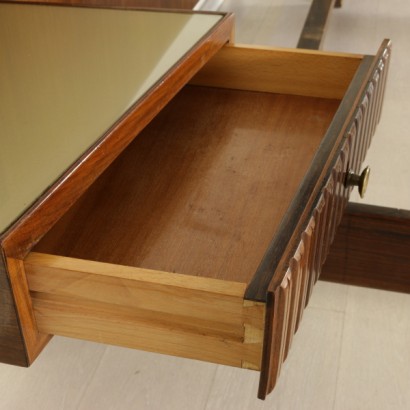 bed, double bed, vintage bed, modern antiques bed, Italian vintage, vintage modern antiques, 50's bed, rosewood bed, palazzi del'arte, palazzi dell'arte bed, velvet panel, {* $ 0 $ *}, anticonline