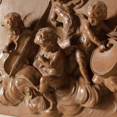 terracotta, musician cherubs, terracotta with musician cherubs, glazed terracotta, antique terracotta, antique terracotta, {* $ 0 $ *}, anticonline