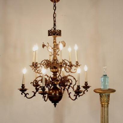 lampadario, lampadario olandese, lampadario 900, lampadario 12 bracci, lampadario antico, lampadario antiquariato, di mano in mano, anticonline