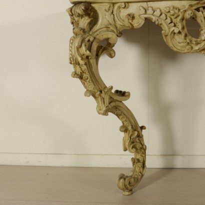 Pair of carved and painted console table-detail