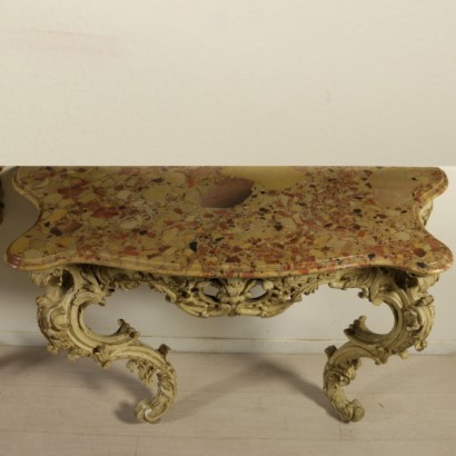 Pair of carved and painted console table-detail