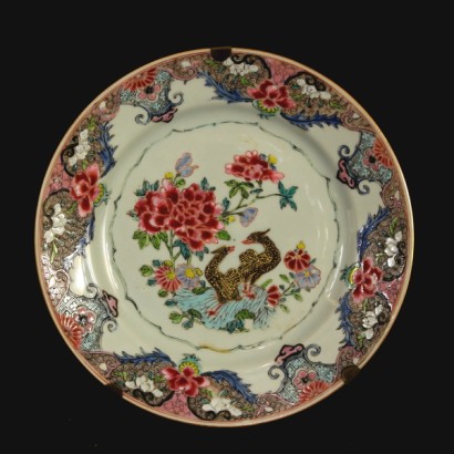 Sei piatti "famille rose" in porcellana cinese