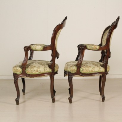 armchairs, pair of armchairs, style armchairs, baroque style, pair of baroque armchairs, baroque armchairs, 900 armchairs, walnut armchairs, padded back armchairs, {* $ 0 $ *}, anticonline