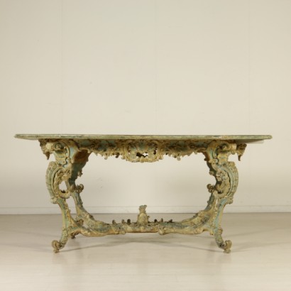 {* $ 0 $ *}, carved and lacquered table, carved table, lacquered table, antique table, antique table, 900 table, 20th century table, Piedmontese table, Turin table, Turin table