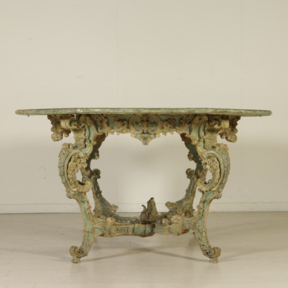 {* $ 0 $ *}, carved and lacquered table, carved table, lacquered table, antique table, antique table, 900 table, 20th century table, Piedmontese table, Turin table, Turin table