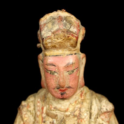 Group of three figures, wooden dignitaries of the chinese - particular
