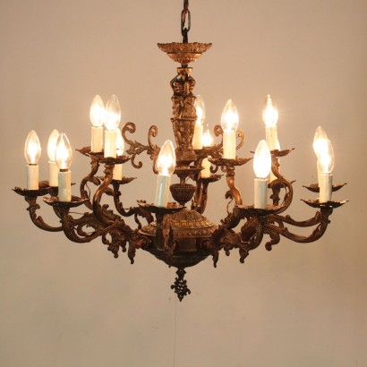 di mano in mano, lampadario in bronzo, lampadario con ninfe, lampadario 900, lampadario novecento, lampadario italia