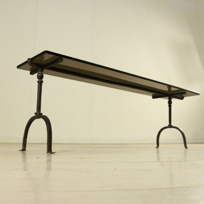 {* $ 0 $ *}, wrought iron coffee table, smoked glass top coffee table, 900 coffee table, novecento coffee table, Italy coffee table