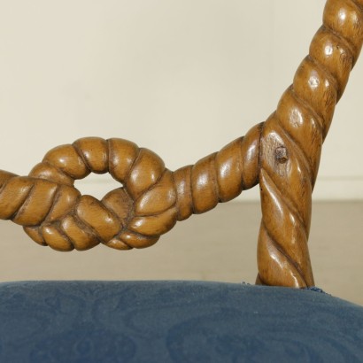 Coppia di sedie intagliate a corda - particolare
