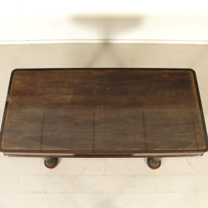 {* $ 0 $ *}, antigüedades modernas, mesa, mesa antigua moderna, mesa de los años 50, mesa de los años 50, mesa italiana, mesa de madera, mesa de vidrio, mesa de latón
