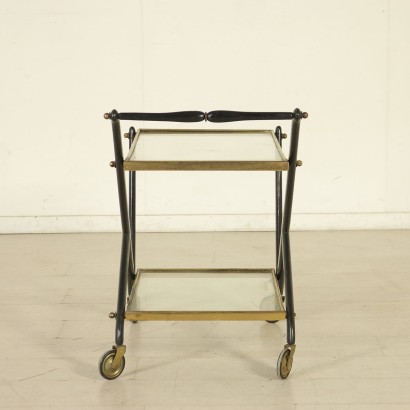 {* $ 0 $ *}, 50's trolley, 50's, service trolley, vintage service trolley, vintage trolley, modern trolley, ebony-stained trolley, Italian vintage, Italian modern antiques