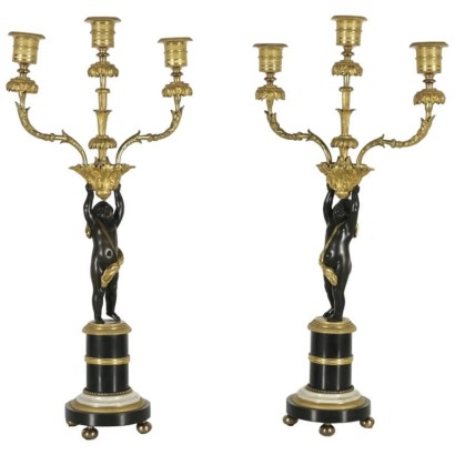 Par de importante candelabros, Luis XVI de tres-luz - especial