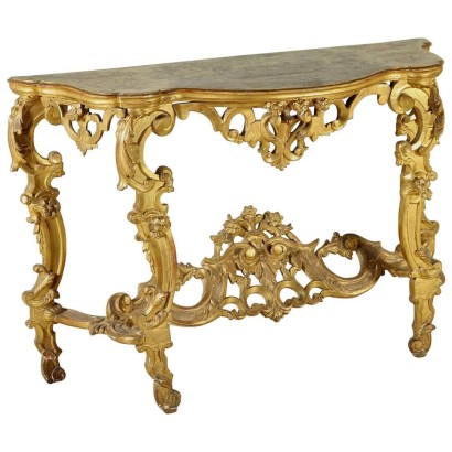Console gilded and lacquered
