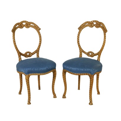 Pair of chairs carved rope